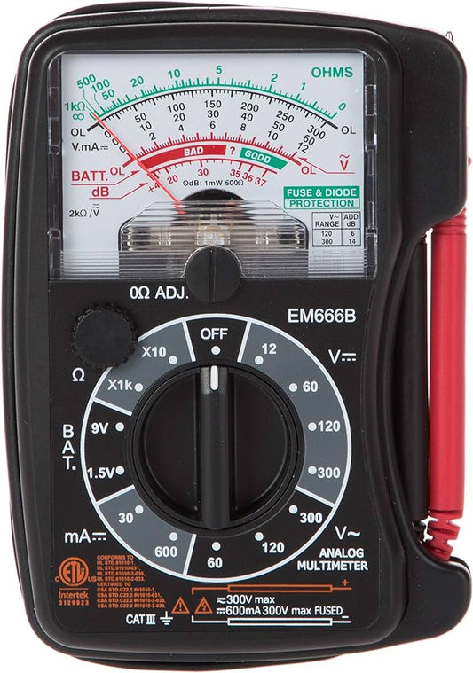 Hyper Tough Electric Circuits and Power Outlets Analogue Multi-meter Tester