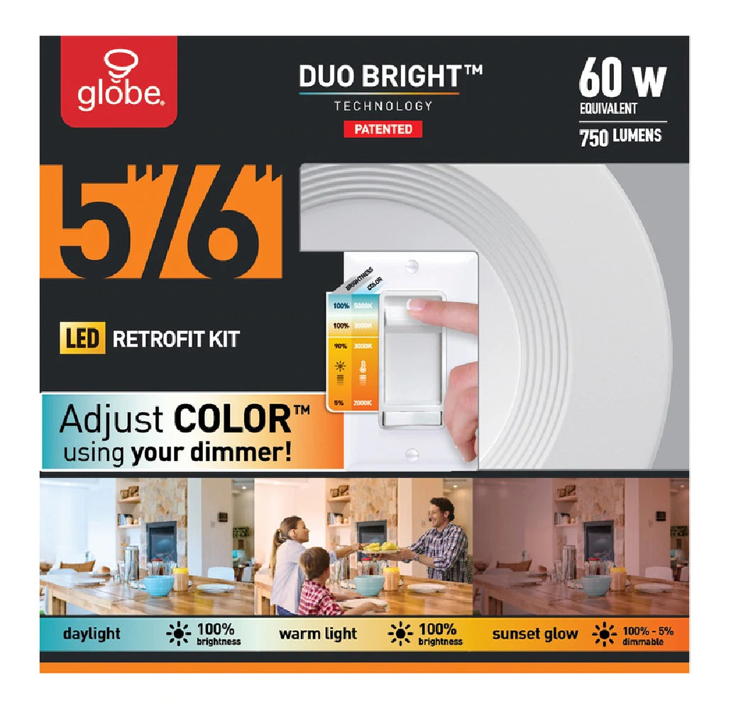 Globe Electric Duo Bright Energy Star White 4 in. W Plastic LED Retrofit Kit 10 W